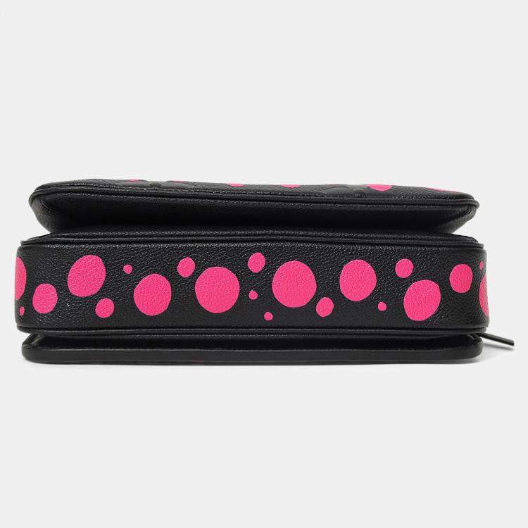 Pre Owned Louis Vuitton x Yayoi Kusama 2023 Black/Fuchsia Monogram Giant Empreinte Dots Pochette Metis