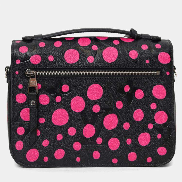 Pre Owned Louis Vuitton x Yayoi Kusama 2023 Black/Fuchsia Monogram Giant Empreinte Dots Pochette Metis