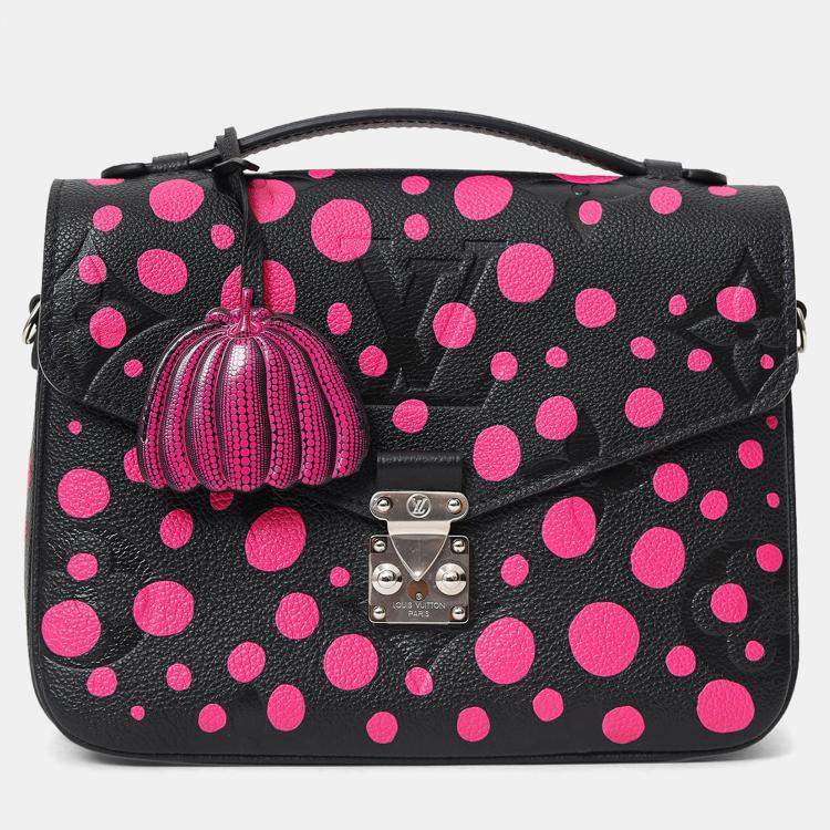 Pre Owned Louis Vuitton x Yayoi Kusama 2023 Black/Fuchsia Monogram Giant Empreinte Dots Pochette Metis