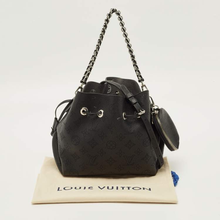 Pre Owned Louis Vuitton Bella Black Monogram Mahina Leather Bucket Bag