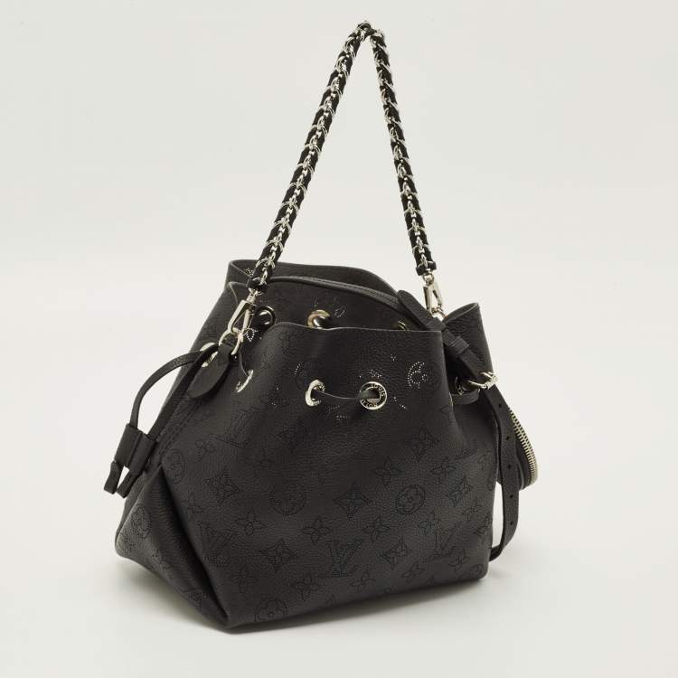 Pre Owned Louis Vuitton Bella Black Monogram Mahina Leather Bucket Bag