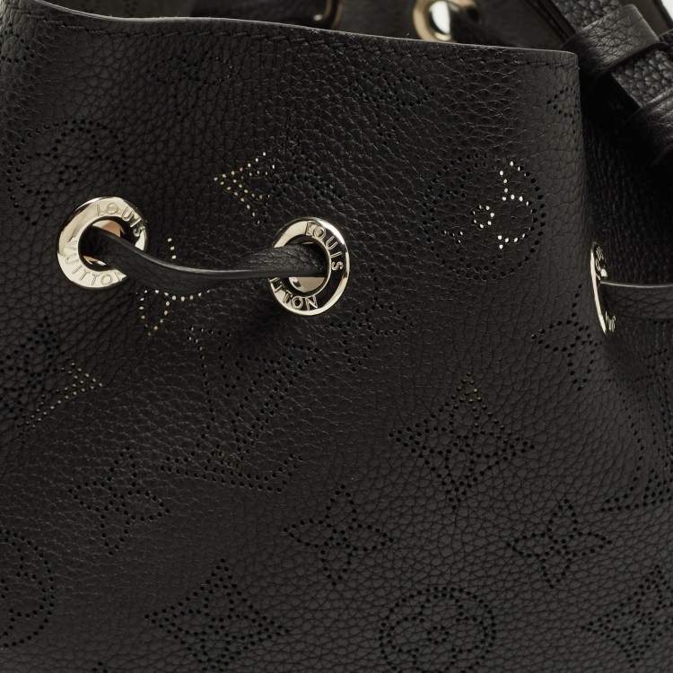 Pre Owned Louis Vuitton Bella Black Monogram Mahina Leather Bucket Bag