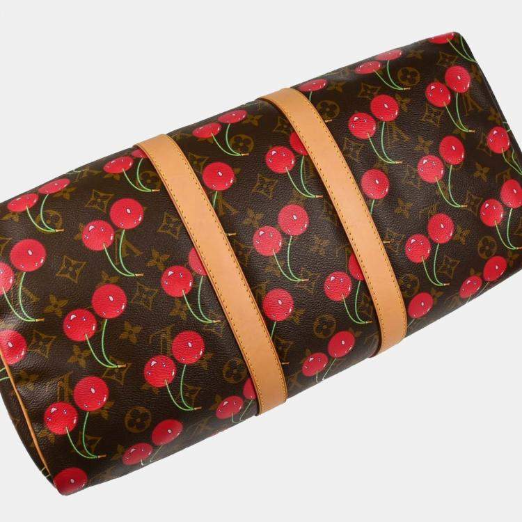 Pre Owned Louis Vuitton Keepall 45 Brown, Red, Green Monogram Canvas Duffel Bag