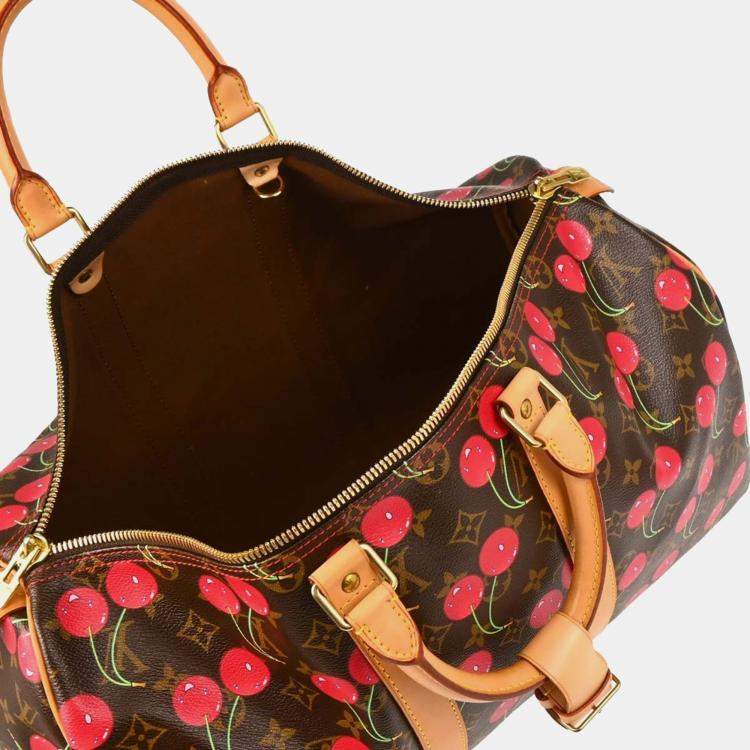 Pre Owned Louis Vuitton Keepall 45 Brown, Red, Green Monogram Canvas Duffel Bag