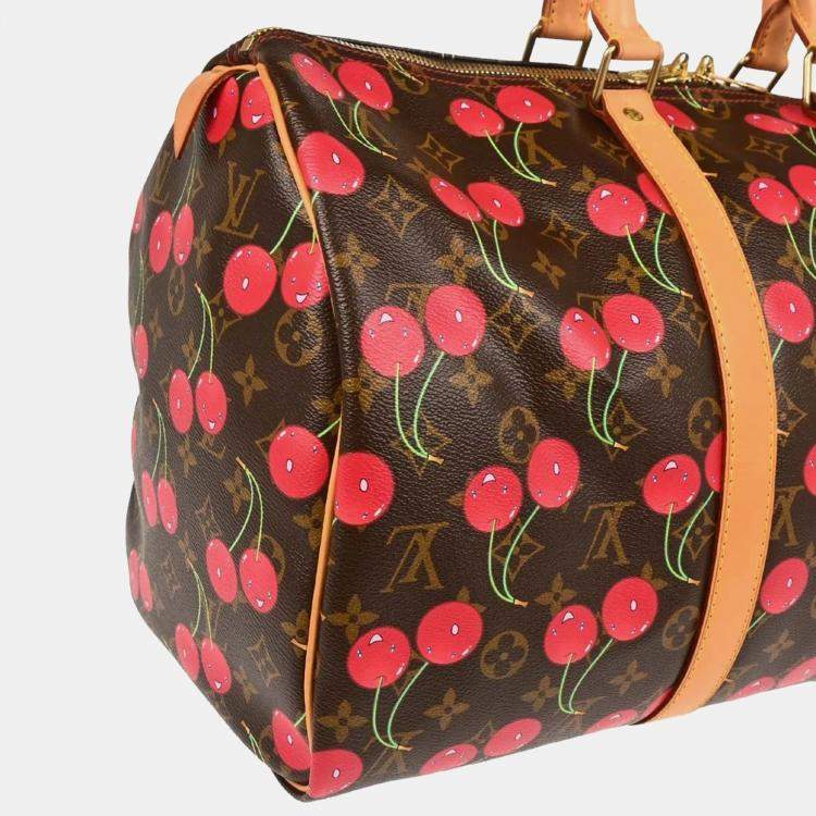 Pre Owned Louis Vuitton Keepall 45 Brown, Red, Green Monogram Canvas Duffel Bag