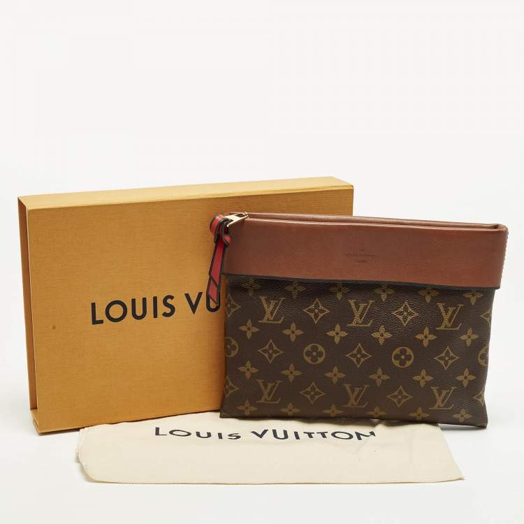 Pre Owned Louis Vuitton Tuileries Caramel Monogram Canvas and Leather Clutch