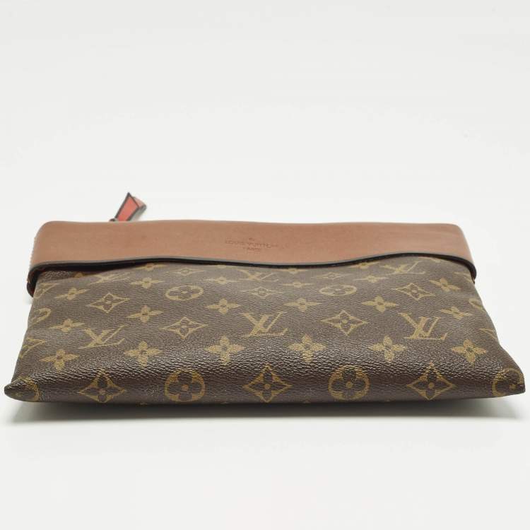 Pre Owned Louis Vuitton Tuileries Caramel Monogram Canvas and Leather Clutch