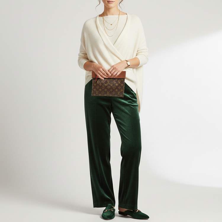 Pre Owned Louis Vuitton Tuileries Caramel Monogram Canvas and Leather Clutch