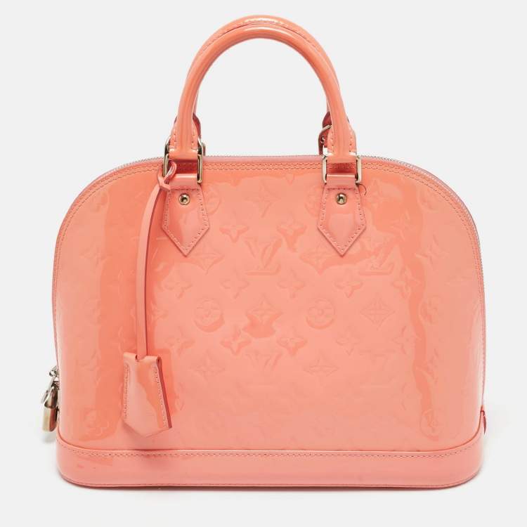 Pre Owned Louis Vuitton Alma PM Rose Litchi Monogram Vernis Bag