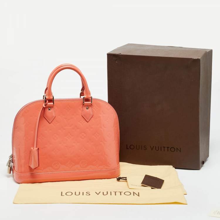 Pre Owned Louis Vuitton Alma PM Rose Litchi Monogram Vernis Bag