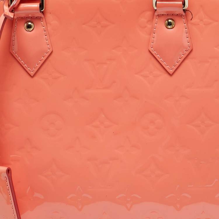 Pre Owned Louis Vuitton Alma PM Rose Litchi Monogram Vernis Bag