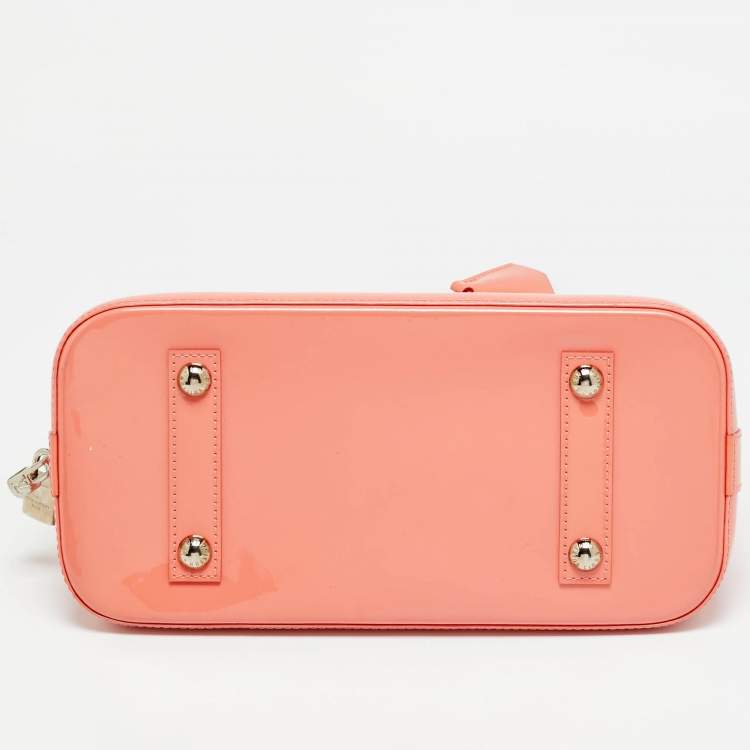 Pre Owned Louis Vuitton Alma PM Rose Litchi Monogram Vernis Bag