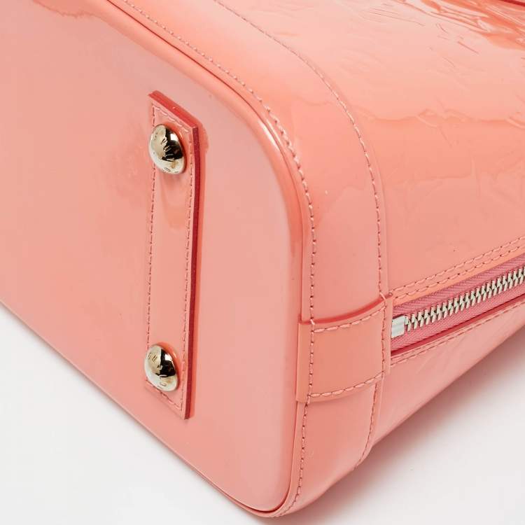Pre Owned Louis Vuitton Alma PM Rose Litchi Monogram Vernis Bag