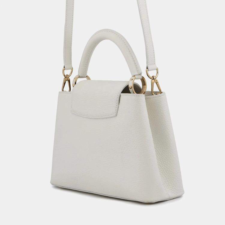 Pre Owned Louis Vuitton Handbag Taurillon Leather Capucines Bb Shoulder Bag White