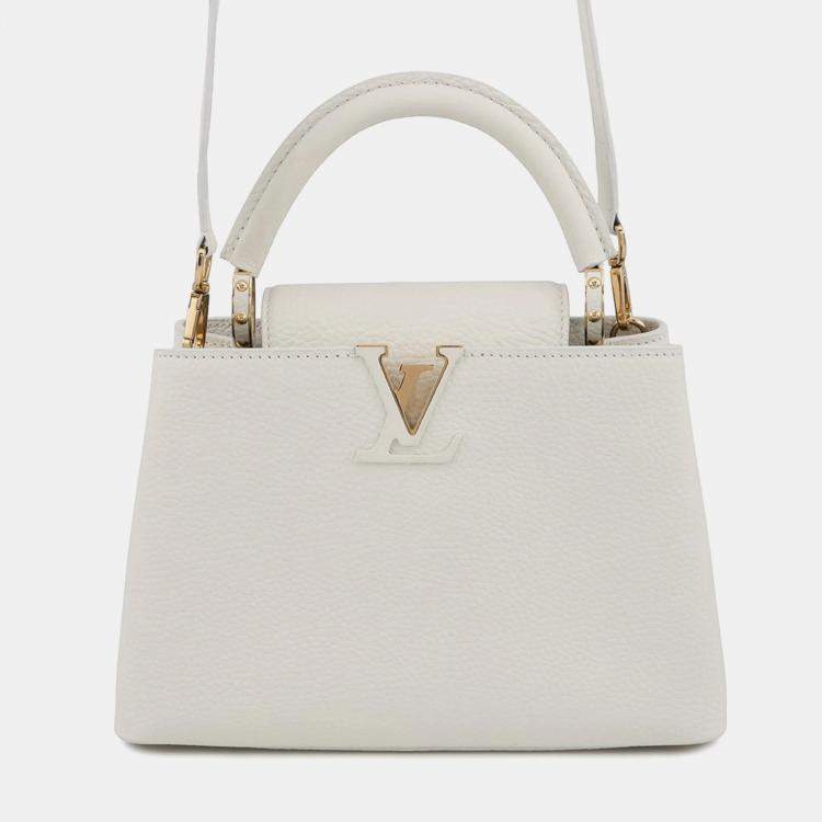 Pre Owned Louis Vuitton Handbag Taurillon Leather Capucines Bb Shoulder Bag White
