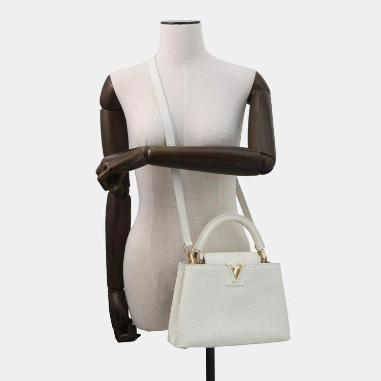 Pre Owned Louis Vuitton Handbag Taurillon Leather Capucines Bb Shoulder Bag White