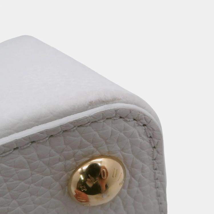 Pre Owned Louis Vuitton Handbag Taurillon Leather Capucines Bb Shoulder Bag White