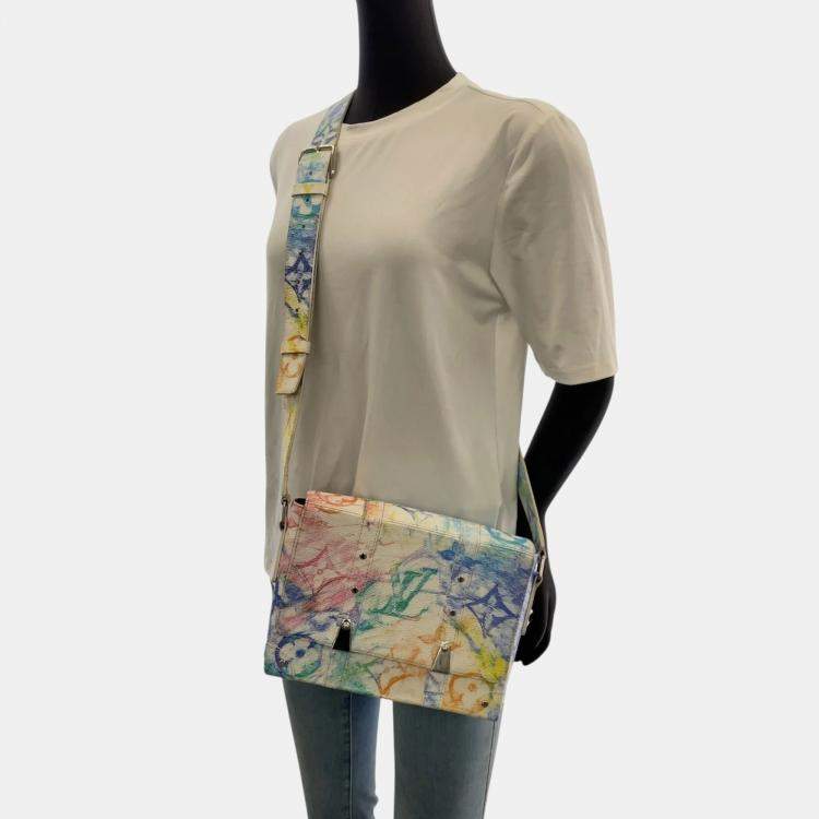 Pre Owned Louis Vuitton Monogram Pastel Trunk Messenger Bag Pm  Multicolore