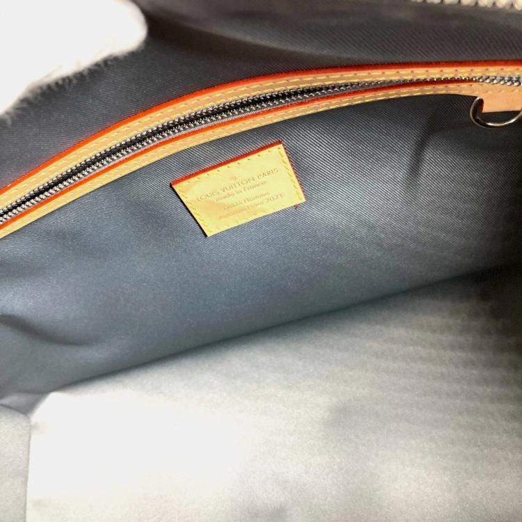 Pre Owned Louis Vuitton M45886 Monogram Mirror Keepall Bandouliere 50 Travel Bag  Handbag  Boston Leather  Silver