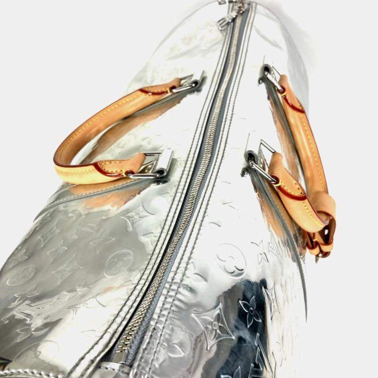 Pre Owned Louis Vuitton M45886 Monogram Mirror Keepall Bandouliere 50 Travel Bag  Handbag  Boston Leather  Silver