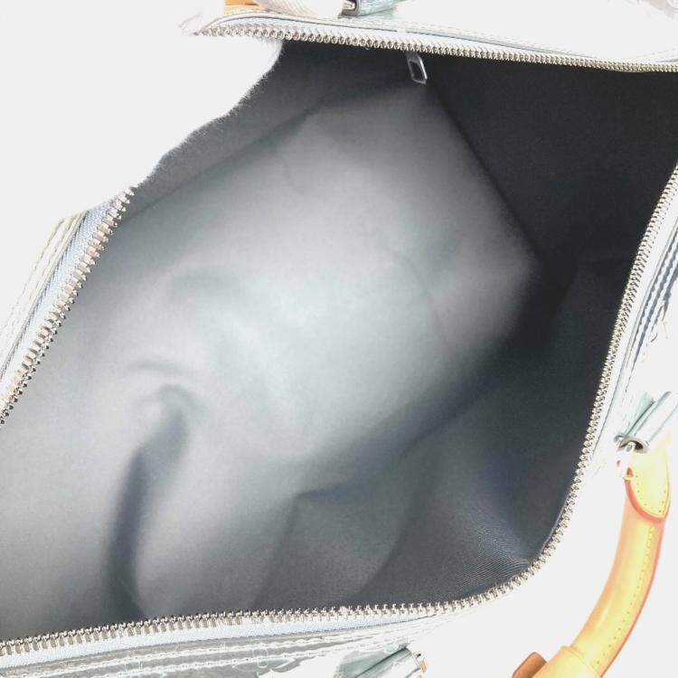 Pre Owned Louis Vuitton M45886 Monogram Mirror Keepall Bandouliere 50 Travel Bag  Handbag  Boston Leather  Silver