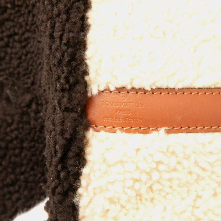 Pre Owned Louis Vuitton Monogram Teddy Speedy Bandouliere 25 Brown Beige Boa Leather Top Handle Bag