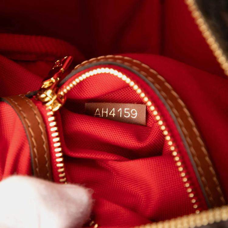 Pre Owned Louis Vuitton Monogram Teddy Speedy Bandouliere 25 Brown Beige Boa Leather Top Handle Bag