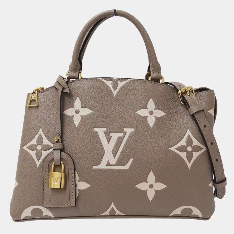 Pre Owned Louis Vuitton Monogram Empreinte Two-Tone Bag  Petit Palais Pm Tourterelle Creme Beige
