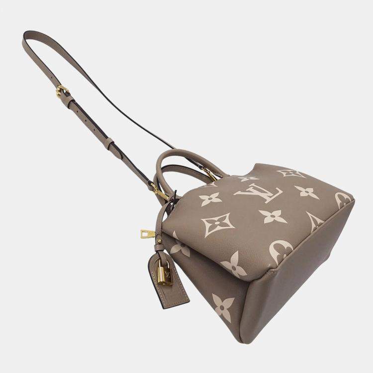 Pre Owned Louis Vuitton Monogram Empreinte Two-Tone Bag  Petit Palais Pm Tourterelle Creme Beige