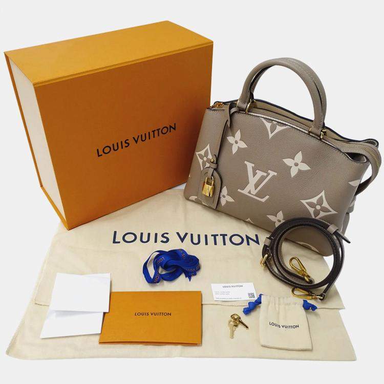 Pre Owned Louis Vuitton Monogram Empreinte Two-Tone Bag  Petit Palais Pm Tourterelle Creme Beige