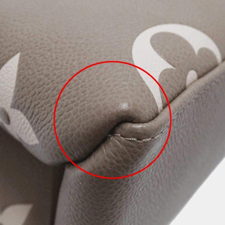 Pre Owned Louis Vuitton Monogram Empreinte Two-Tone Bag  Petit Palais Pm Tourterelle Creme Beige