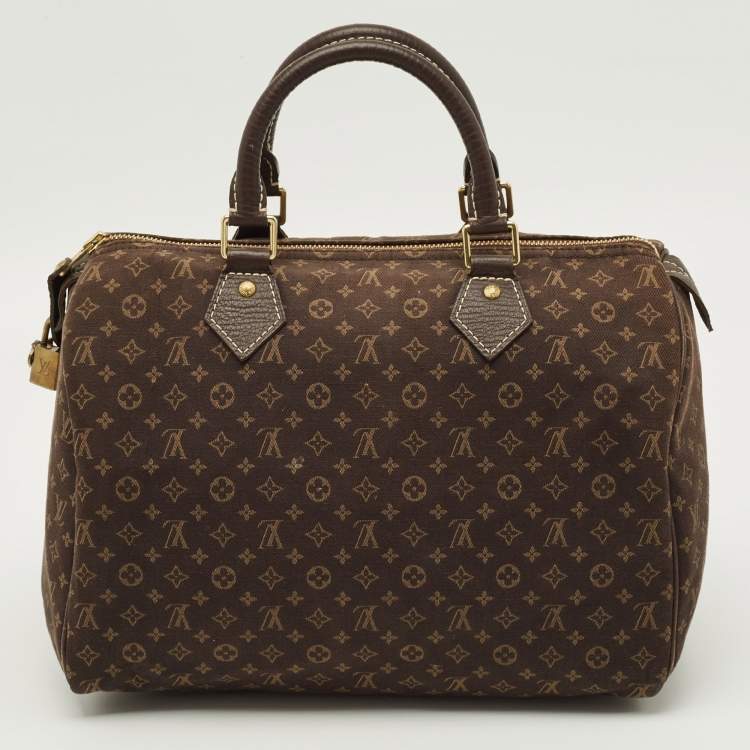Pre Owned Louis Vuitton Speedy 30 Fusain Monogram Idylle Canvas Bag