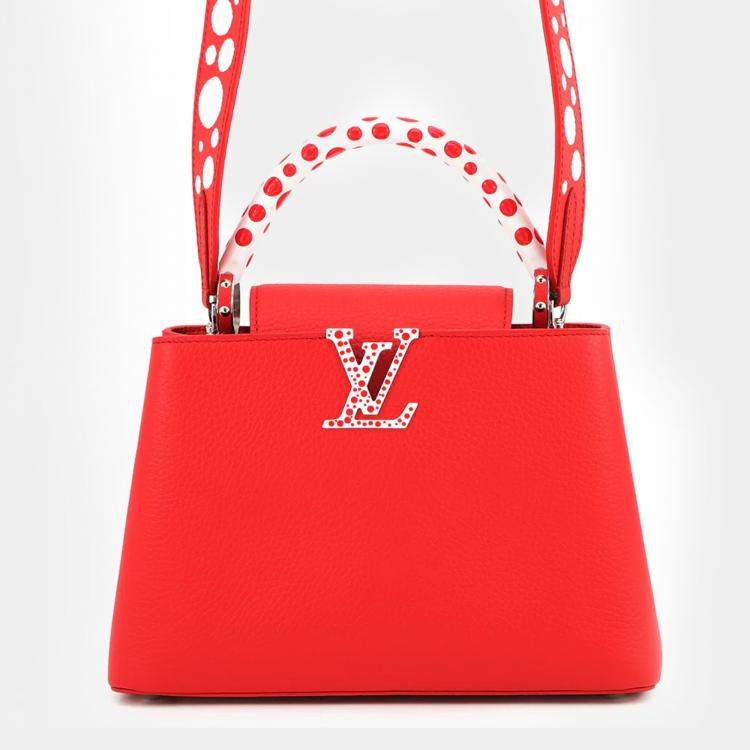 Pre Owned Louis Vuitton Lvxyk Capucines Japan Limited Edition Rouge Taurillon Leather Infinity Dot Size BB