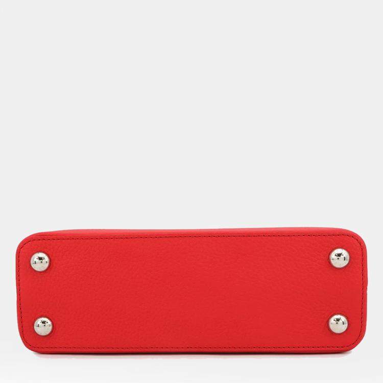 Pre Owned Louis Vuitton Lvxyk Capucines Japan Limited Edition Rouge Taurillon Leather Infinity Dot Size BB