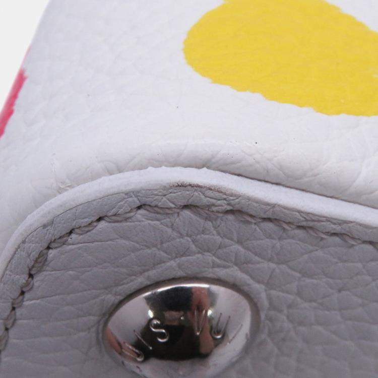 Pre Owned Louis Vuitton Capucines Lvxyk White/Multicolor Taurillon Leather Painted Dot Size Bb