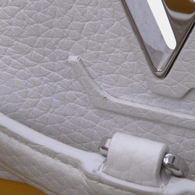 Pre Owned Louis Vuitton Capucines Lvxyk White/Multicolor Taurillon Leather Painted Dot Size Bb