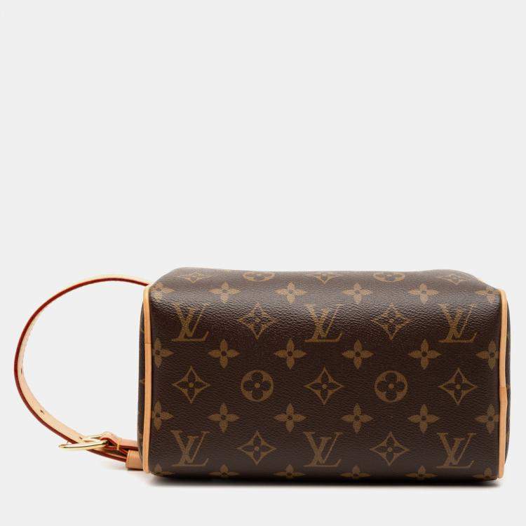 Pre Owned Louis Vuitton Brown Monogram Locker Dopp Kit Clutch