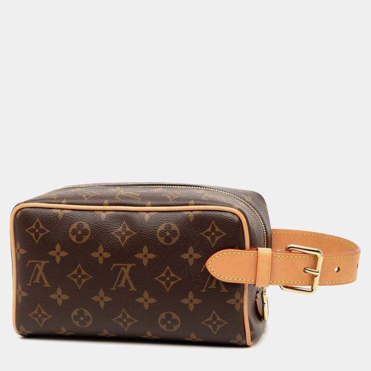 Pre Owned Louis Vuitton Brown Monogram Locker Dopp Kit Clutch