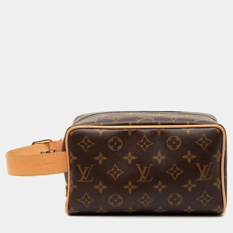 Pre Owned Louis Vuitton Brown Monogram Locker Dopp Kit Clutch