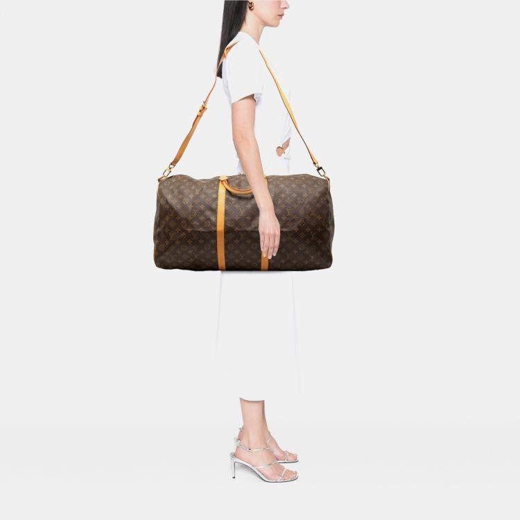Pre Owned Louis Vuitton Brown Monogram Keepall Bandouliere 60