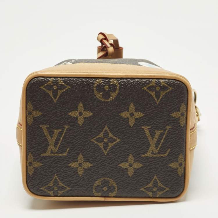 مملوكة مسبقًا Louis Vuitton Noe Nano Monogram Azur Frost Canvas Bucket Bag