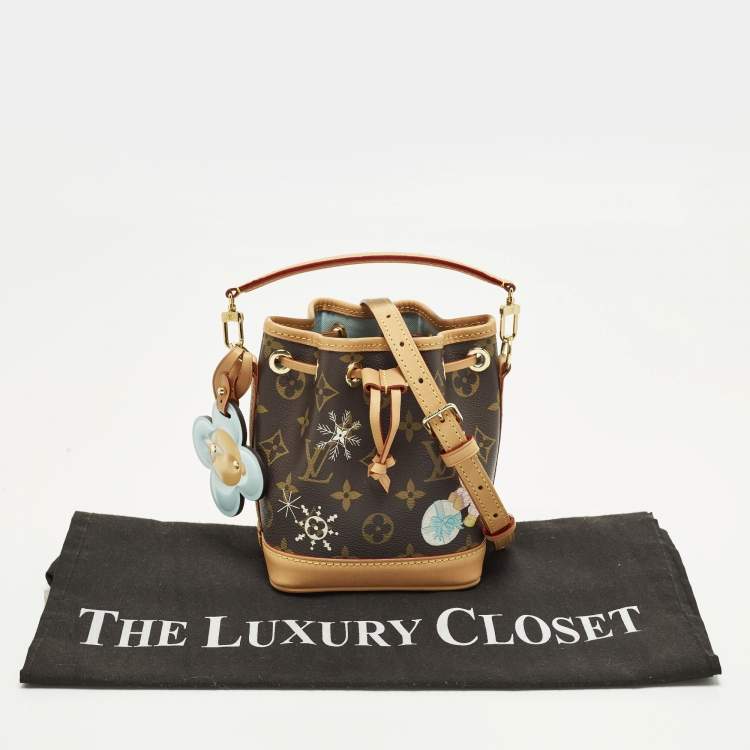 مملوكة مسبقًا Louis Vuitton Noe Nano Monogram Azur Frost Canvas Bucket Bag