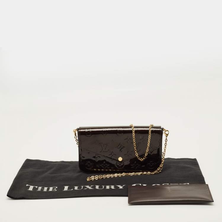 Pre Owned Louis Vuitton Felicie Amarante Monogram Vernis Pochette