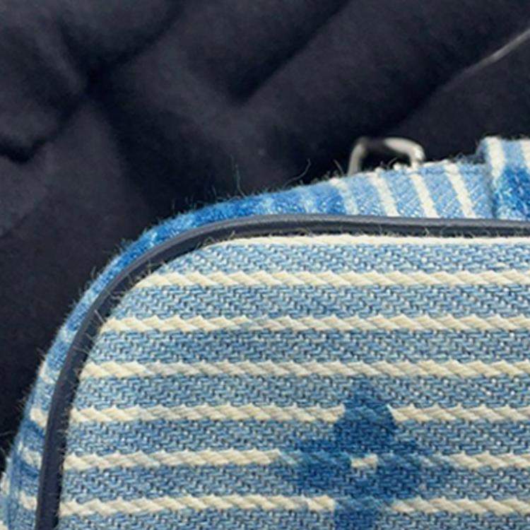 Pre Owned Louis Vuitton Blue Monogram Denim Watercolor Hickory Stripes Outdoor Pouch
