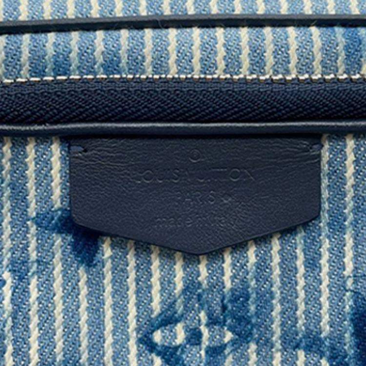 Pre Owned Louis Vuitton Blue Monogram Denim Watercolor Hickory Stripes Outdoor Pouch