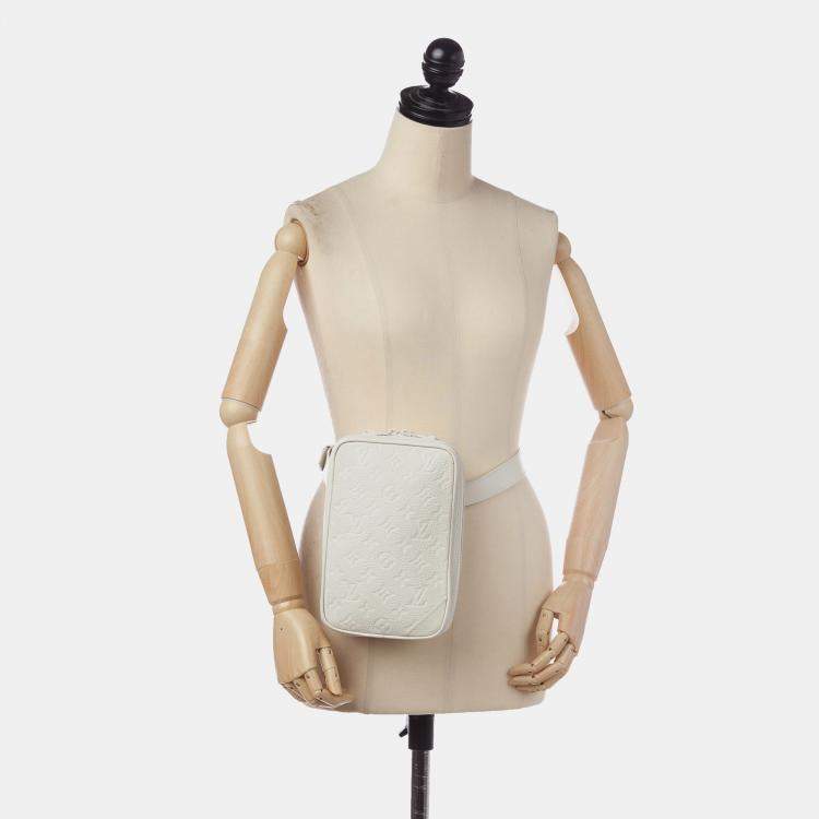 Pre Owned Louis Vuitton White Monogram Taurillon Utility Side 