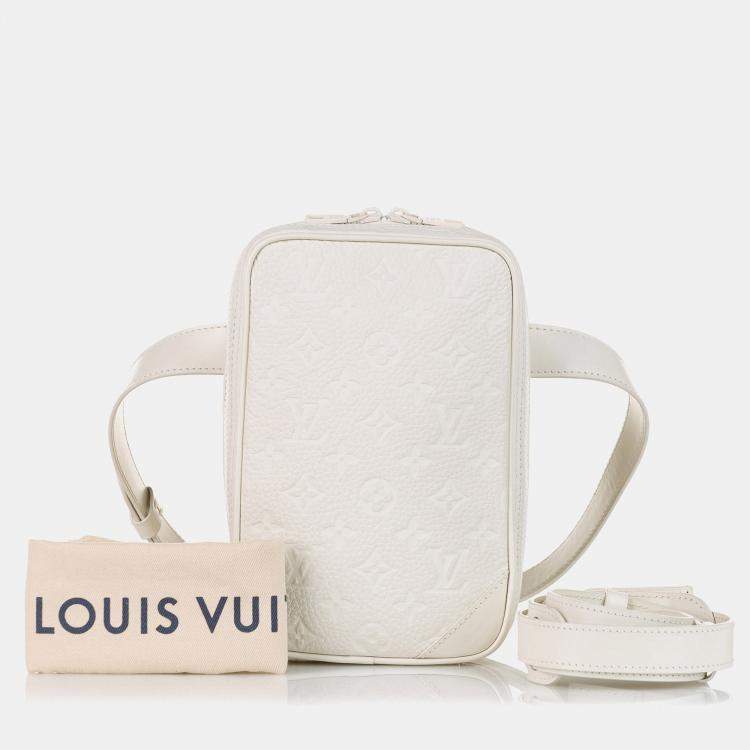 Pre Owned Louis Vuitton White Monogram Taurillon Utility Side 