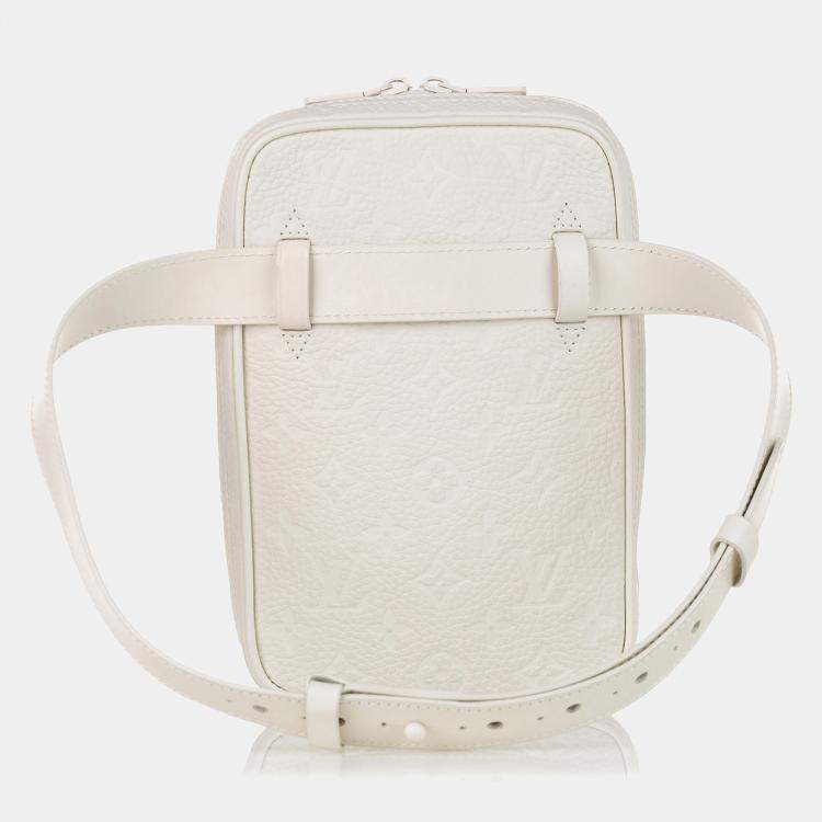 Pre Owned Louis Vuitton White Monogram Taurillon Utility Side 