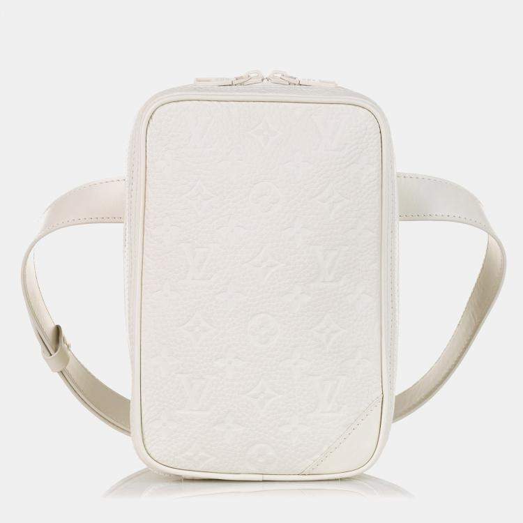 Pre Owned Louis Vuitton White Monogram Taurillon Utility Side 