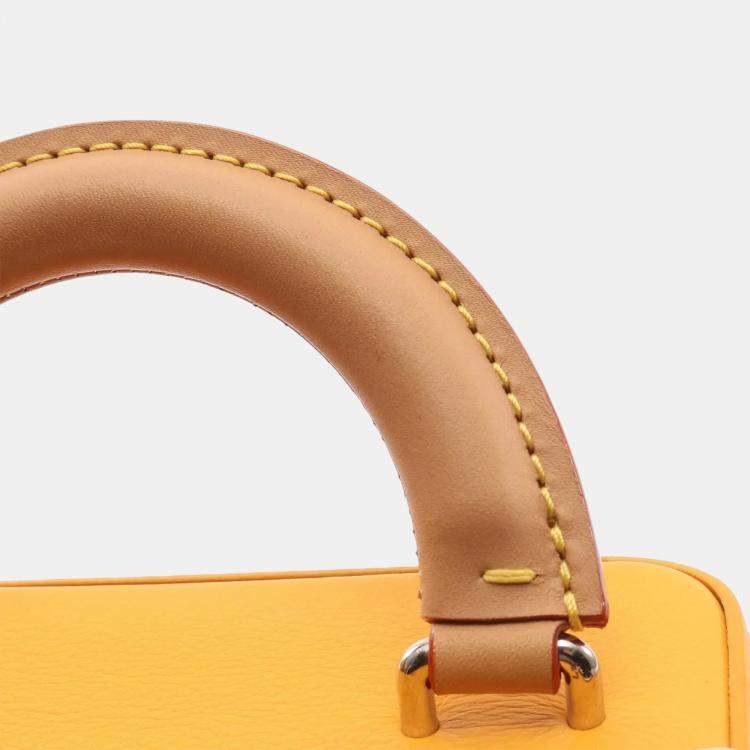Pre Owned Louis Vuitton Vertical Box Trunk Saffron Leather Shoulder Bag